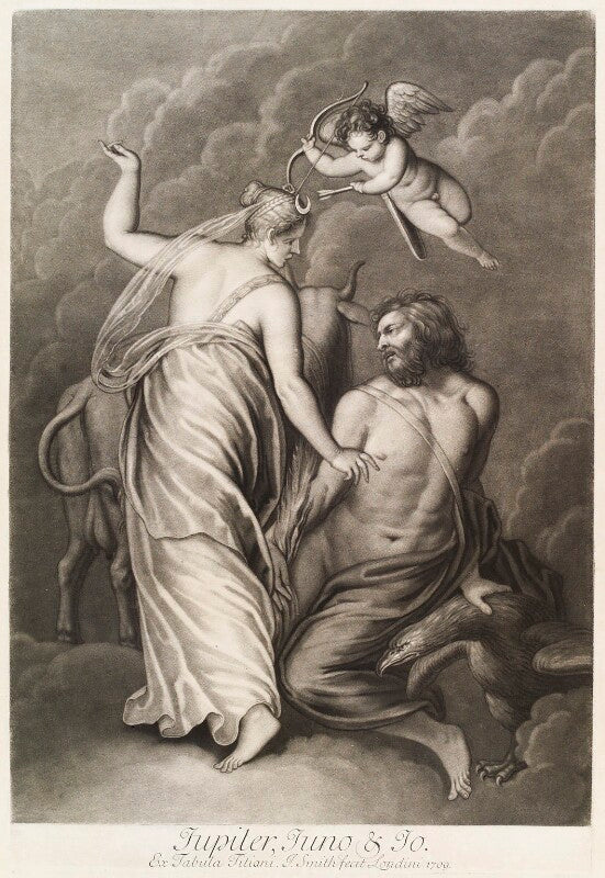 'loves of the gods': jupiter, juno and io npg d11712