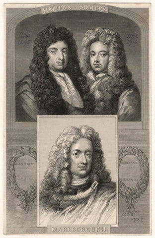 George Savile, 1st Marquess of Halifax; John Somers, Baron Somers; John Churchill, 1st Duke of Marlborough NPG D17874