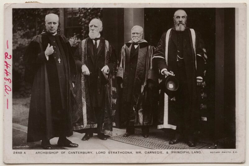 'archbishop of canterbury, lord strathcona, mr. carnegie, & principal lang' npg x197874