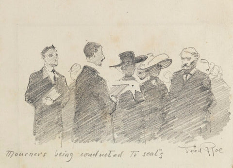 'Mourners being conducted to seats' (Unknown sitters) NPG D43129