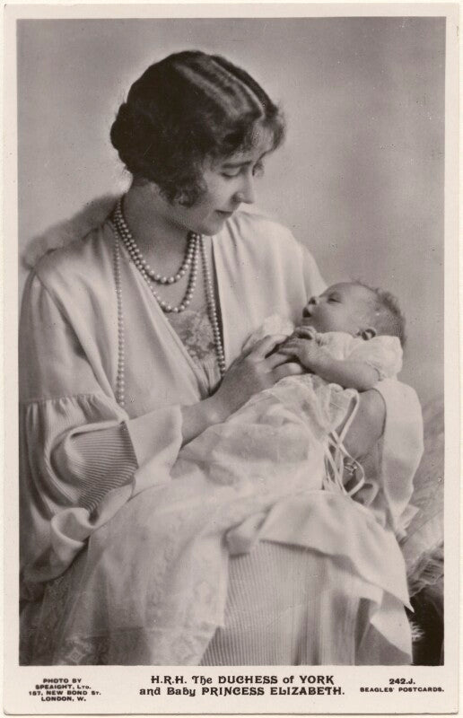 'h.r.h. the duchess of york and baby princess elizabeth' (queen elizabeth, the queen mother; queen elizabeth ii) npg x193261