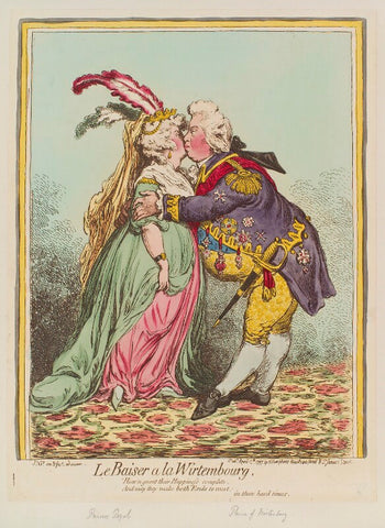 'Le baiser a la Wirtembourg' (Charlotte Augusta Matilda, Princess Royal; Friedrich I, King of Württemberg) NPG D12608
