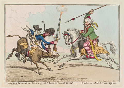 '"Tirailleur Francais, et chevau leger de l'armée du Pacha du Rhodes" - evolutions of French mounted riflemen' NPG D12679