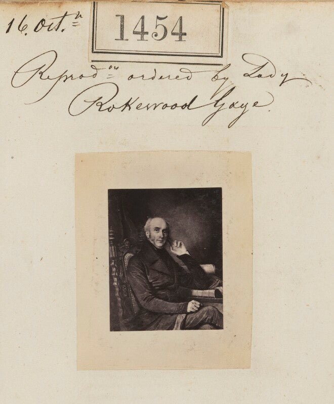 'reproduction ordered by lady thomas rokewood gage' (unknown man) npg ax50851
