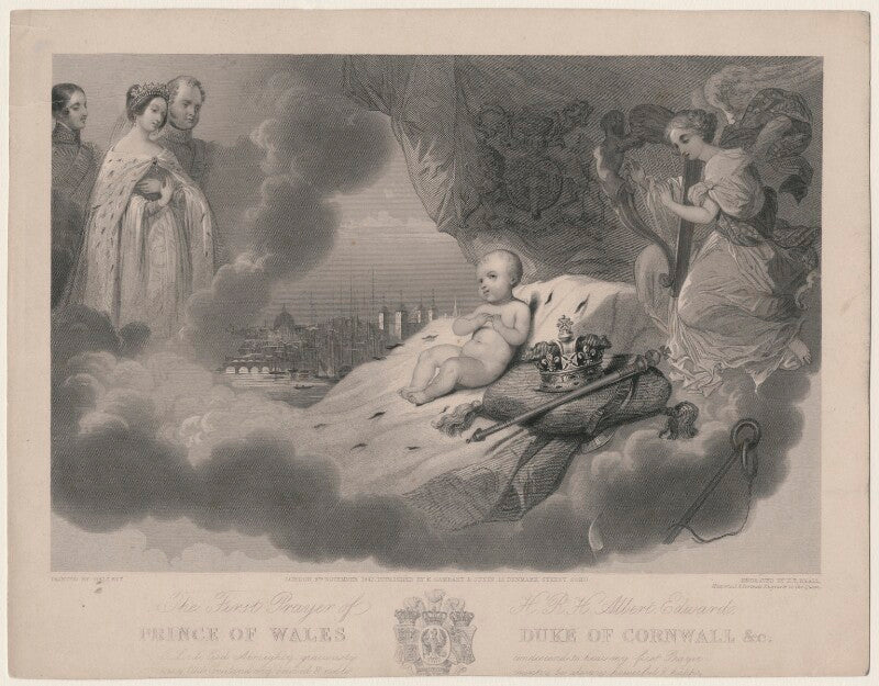 The first prayer of albert edward prince of wales duke of cornwall &c. (king edward vii; prince albert of saxe coburg gotha; queen victoria; frederick william iv, king of prussia) npg d10876