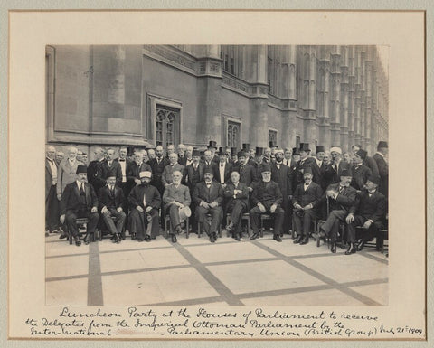 'Luncheon Party at the Houses of Parliament to receive the Delegates from the Imperial Ottoman Parliament by the International Parliamentary Union (British Group)' NPG x135606