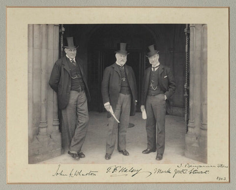 John Lloyd Wharton; Sir (Thomas) Frederick Halsey, 1st Bt; Sir Mark John MacTaggart Stewart, 1st Bt NPG x135316