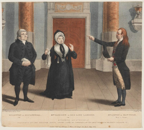 'Hypocrite. Act IId. Scene 1st.' (William Dowton; Sarah Harlowe (Mrs Waldron); John Liston) NPG D9308