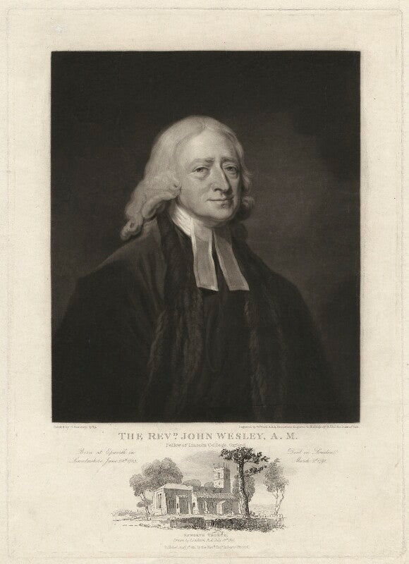 John wesley with a view of epworth church npg d37653