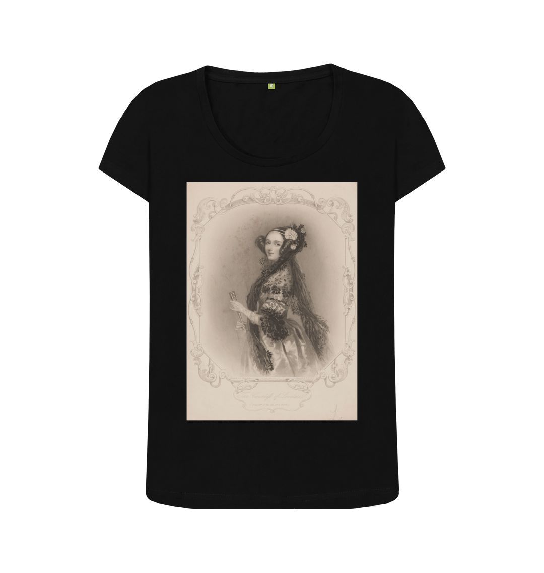 Black ada lovelace women's scoop neck t shirt