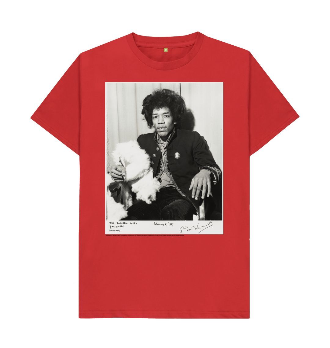 Red jimi hendrix unisex crew neck t shirt