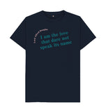 Navy Blue Lord Alfred Douglas Quote Unisex T-Shirt with Teal Font