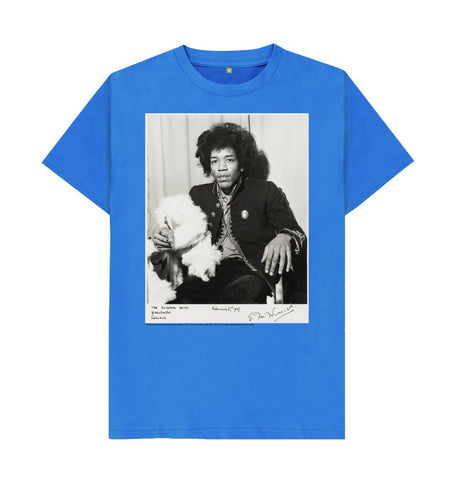 Bright Blue Jimi Hendrix Unisex Crew Neck T-shirt