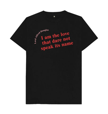 Black Lord Alfred Douglas Unisex Quote T-Shirt with Red Font