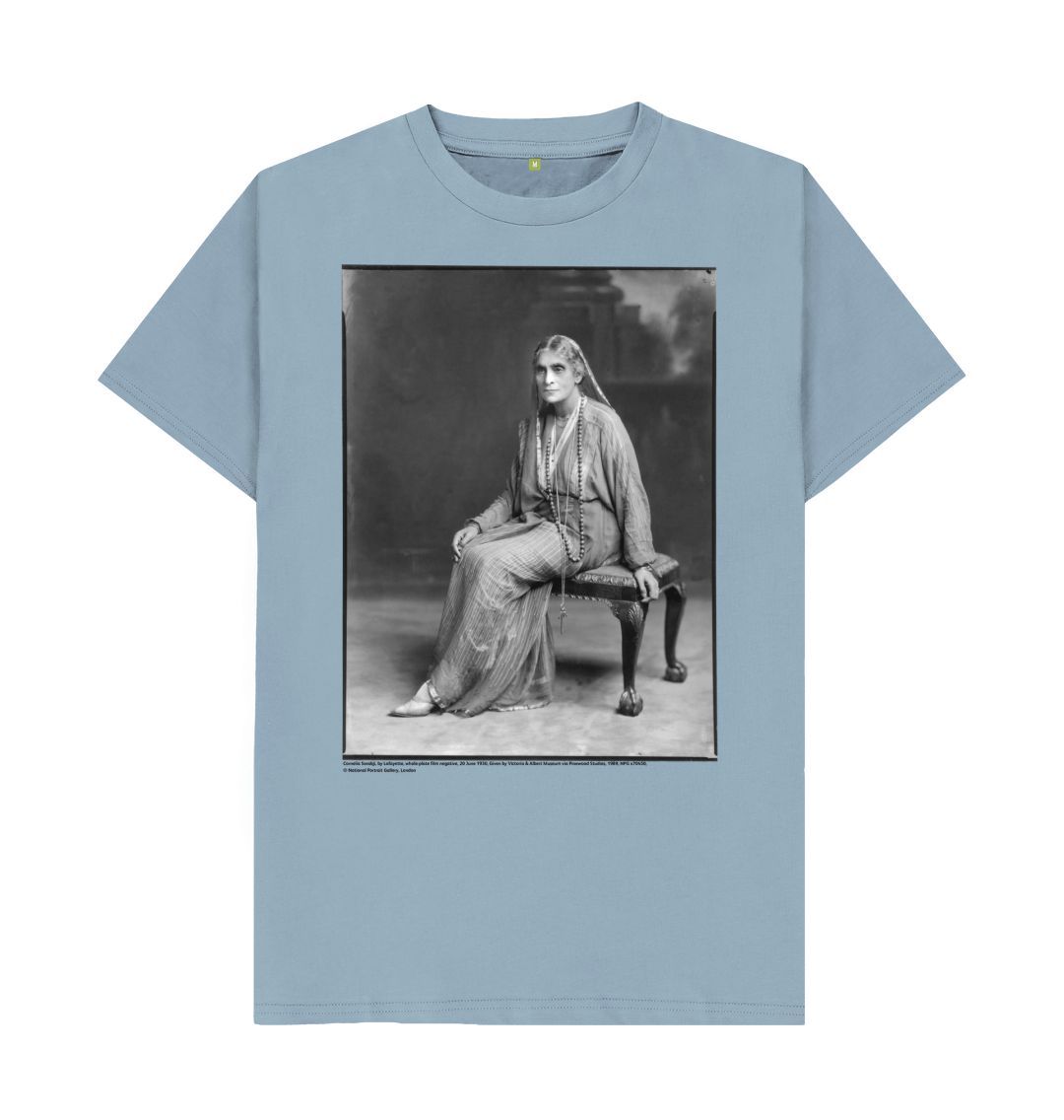 Stone blue cornelia sorabji unisex crew neck t shirt