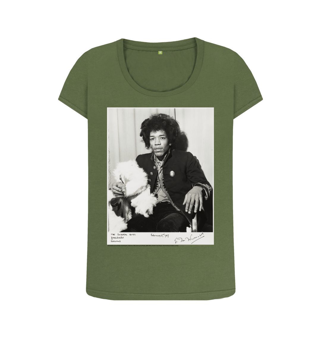 Khaki jimi hendrix women's scoop neck t shirt