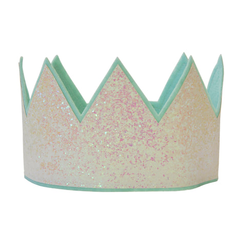 Silver sparkle glitter fabric crown.