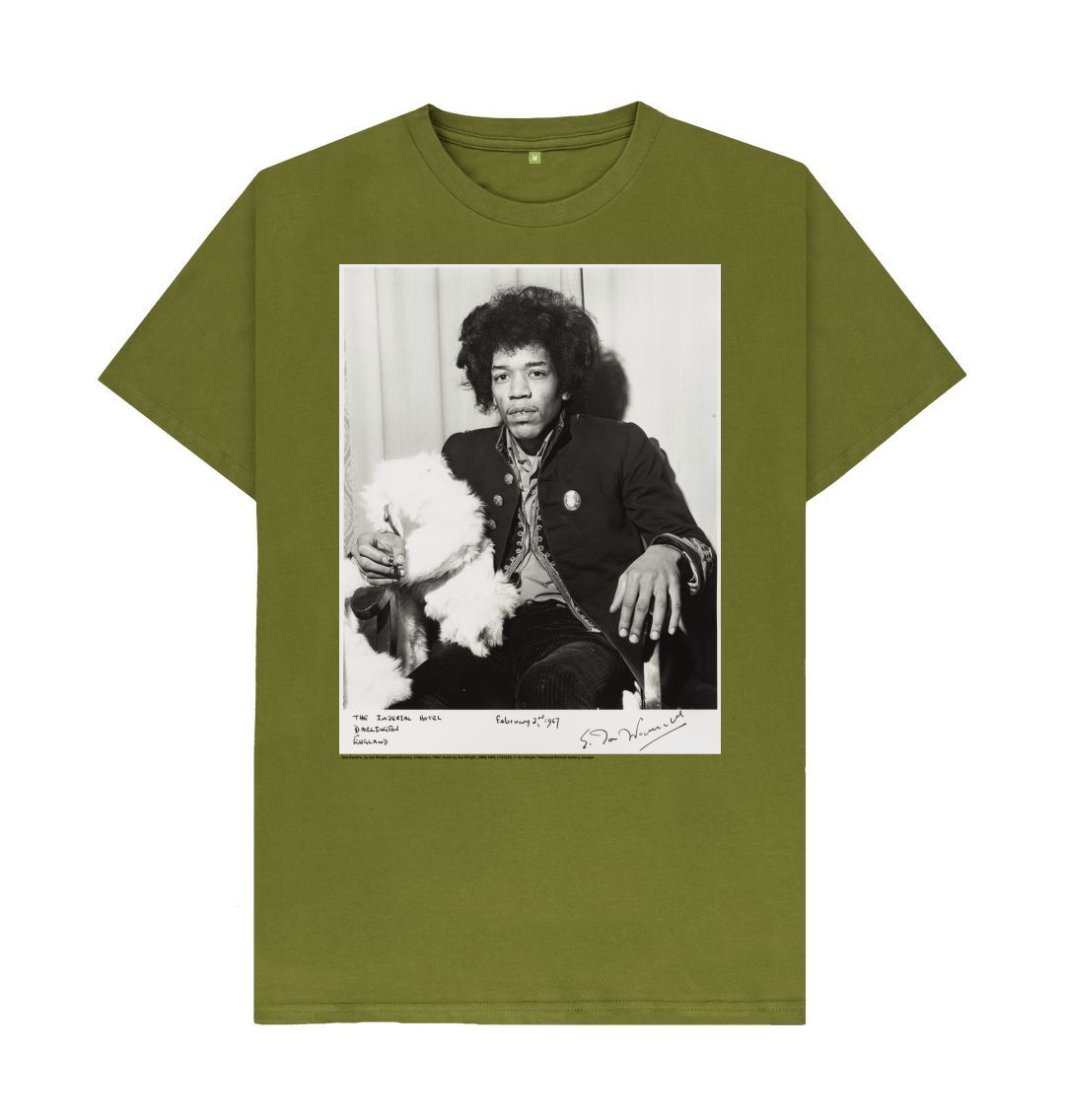 Moss green jimi hendrix unisex crew neck t shirt