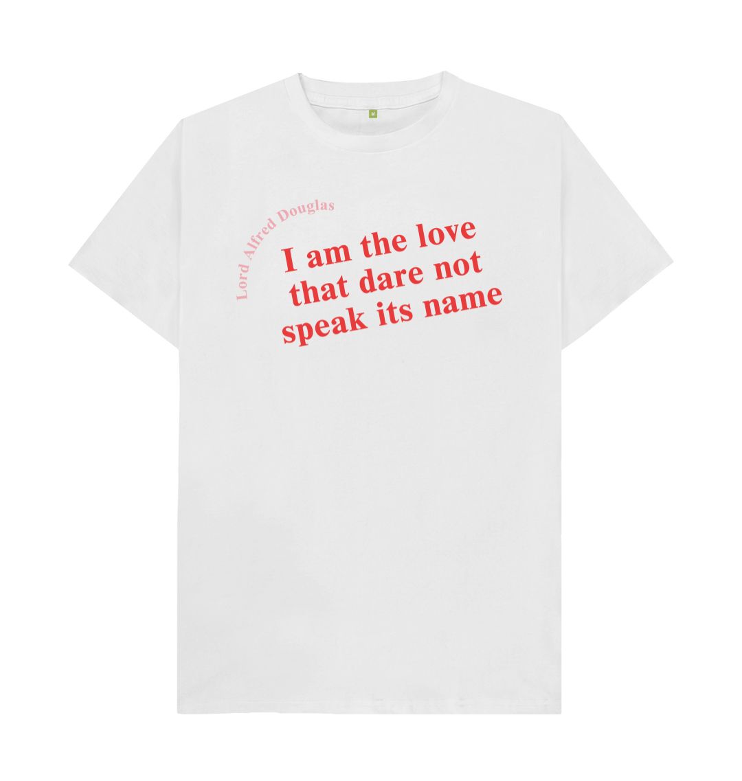 White lord alfred douglas unisex quote t shirt with red font