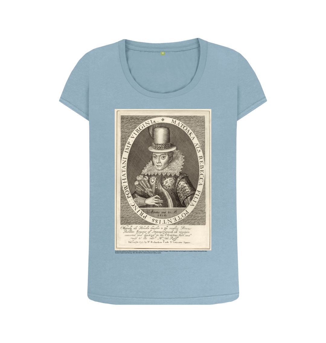 Stone blue pocahontas women's scoop neck t shirt