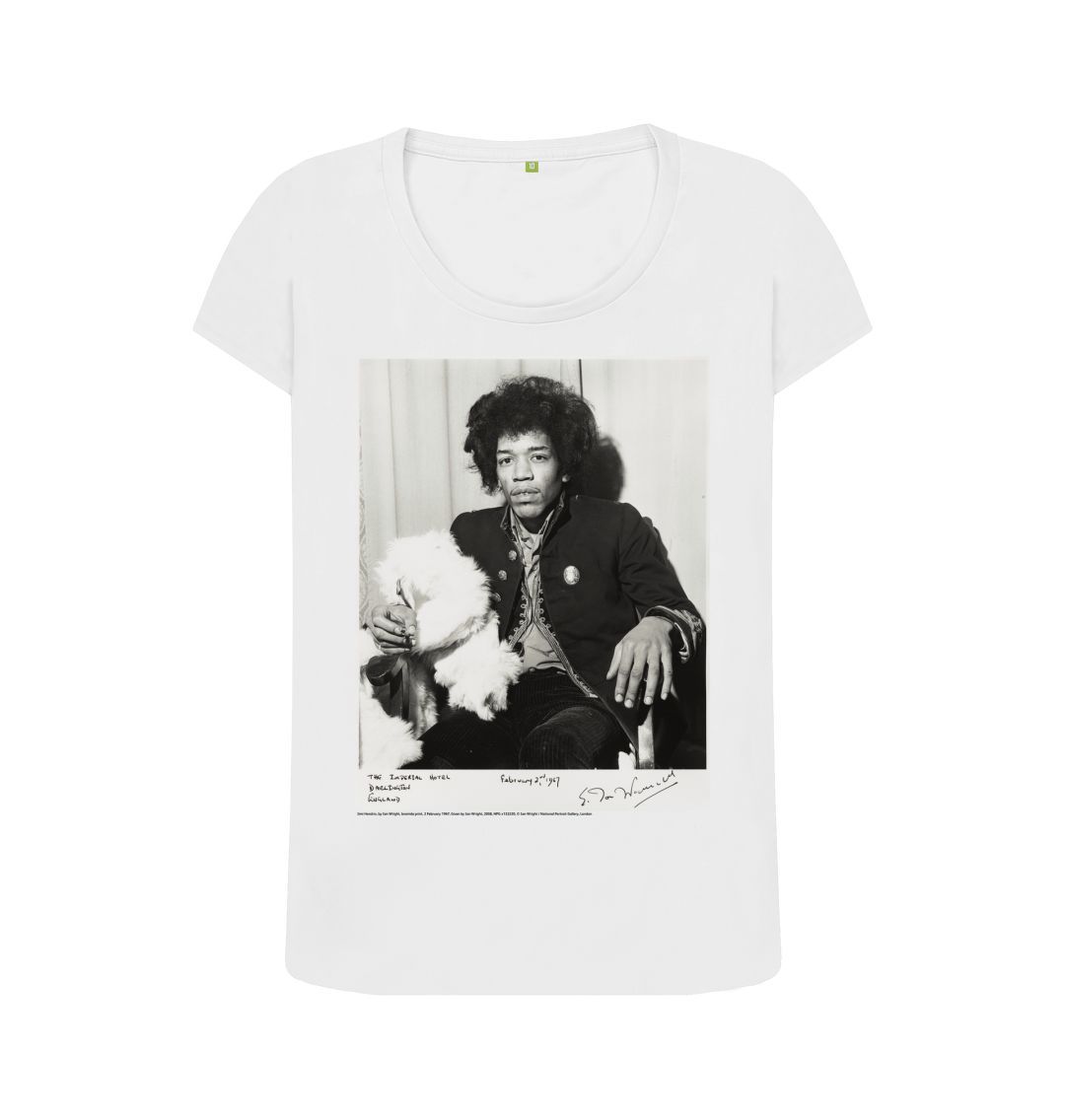 White jimi hendrix women's scoop neck t shirt