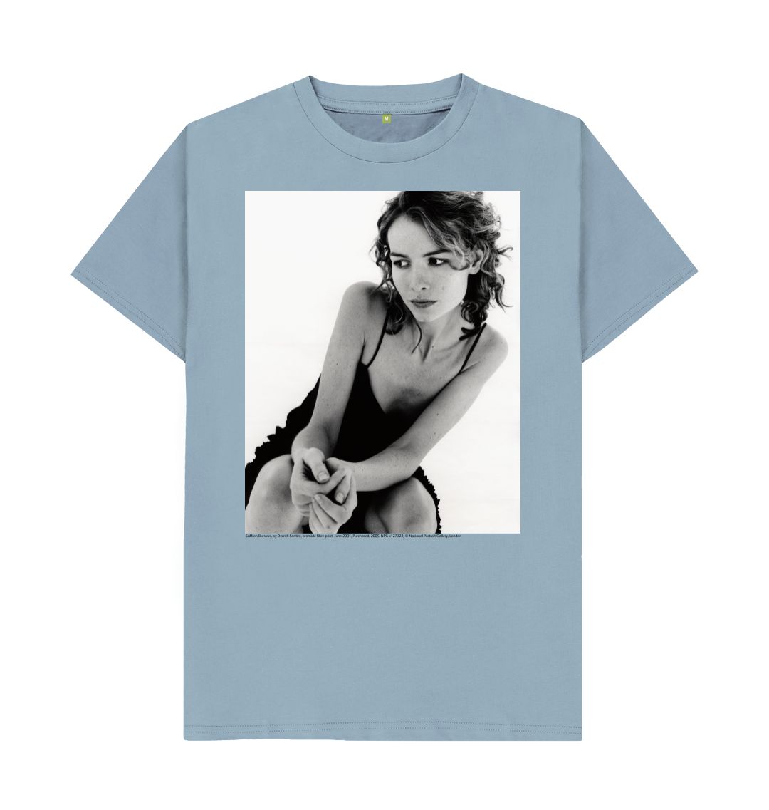 Stone blue saffron burrows unisex t shirt