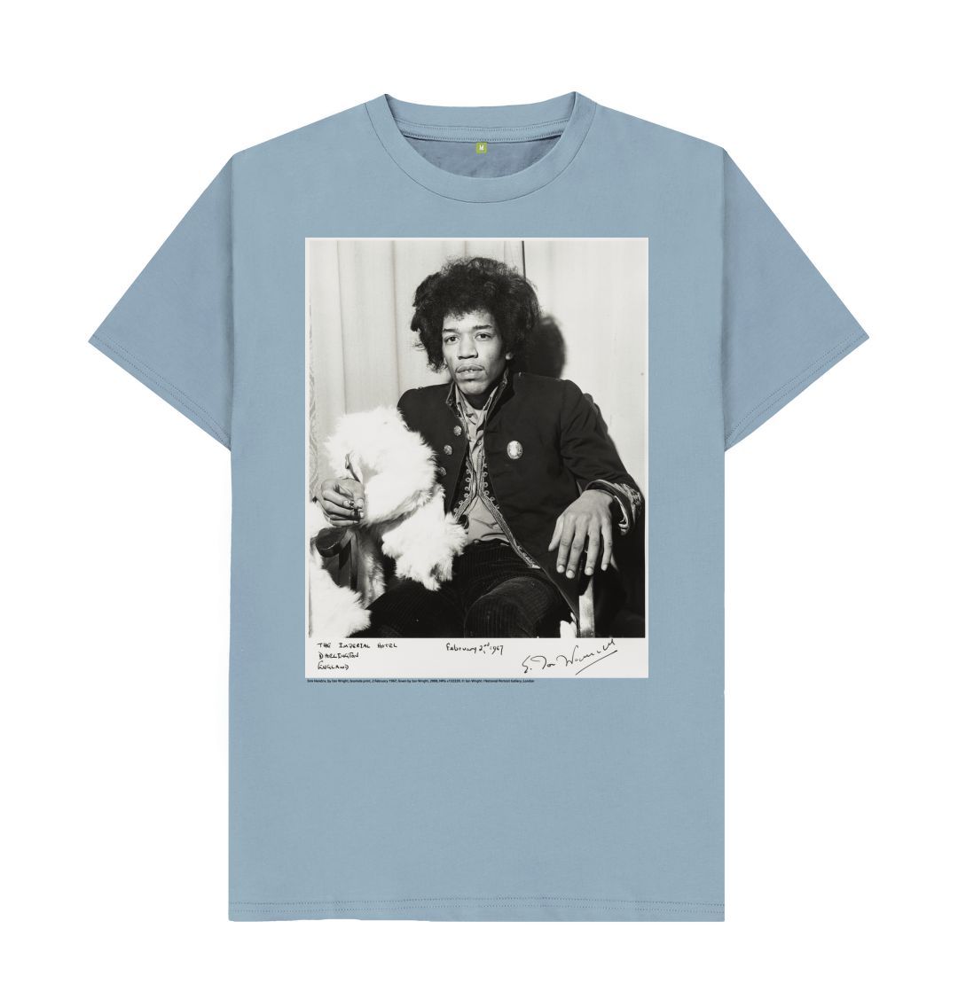Stone blue jimi hendrix unisex crew neck t shirt