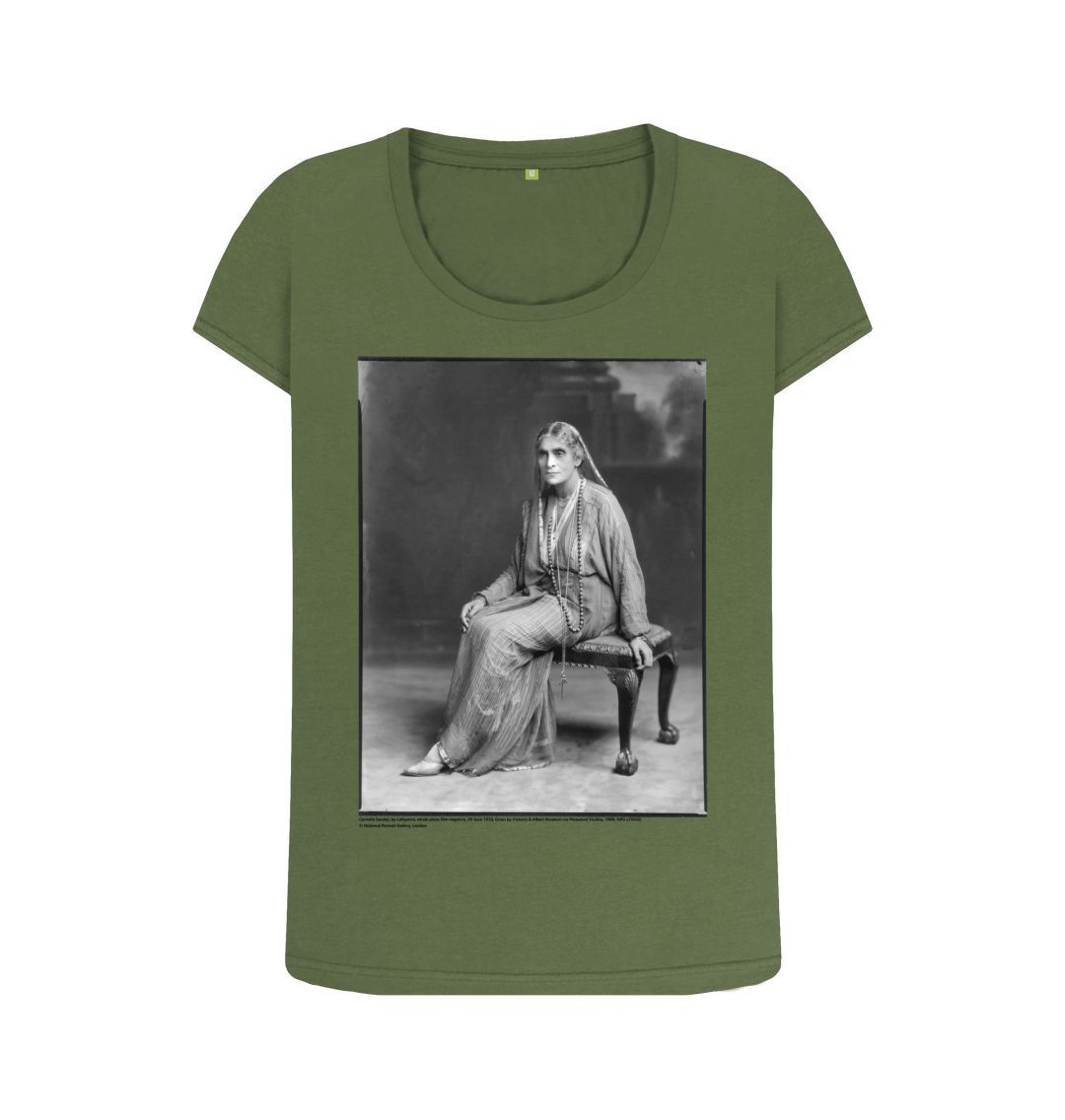 Khaki cornelia sorabji women's scoop neck t shirt