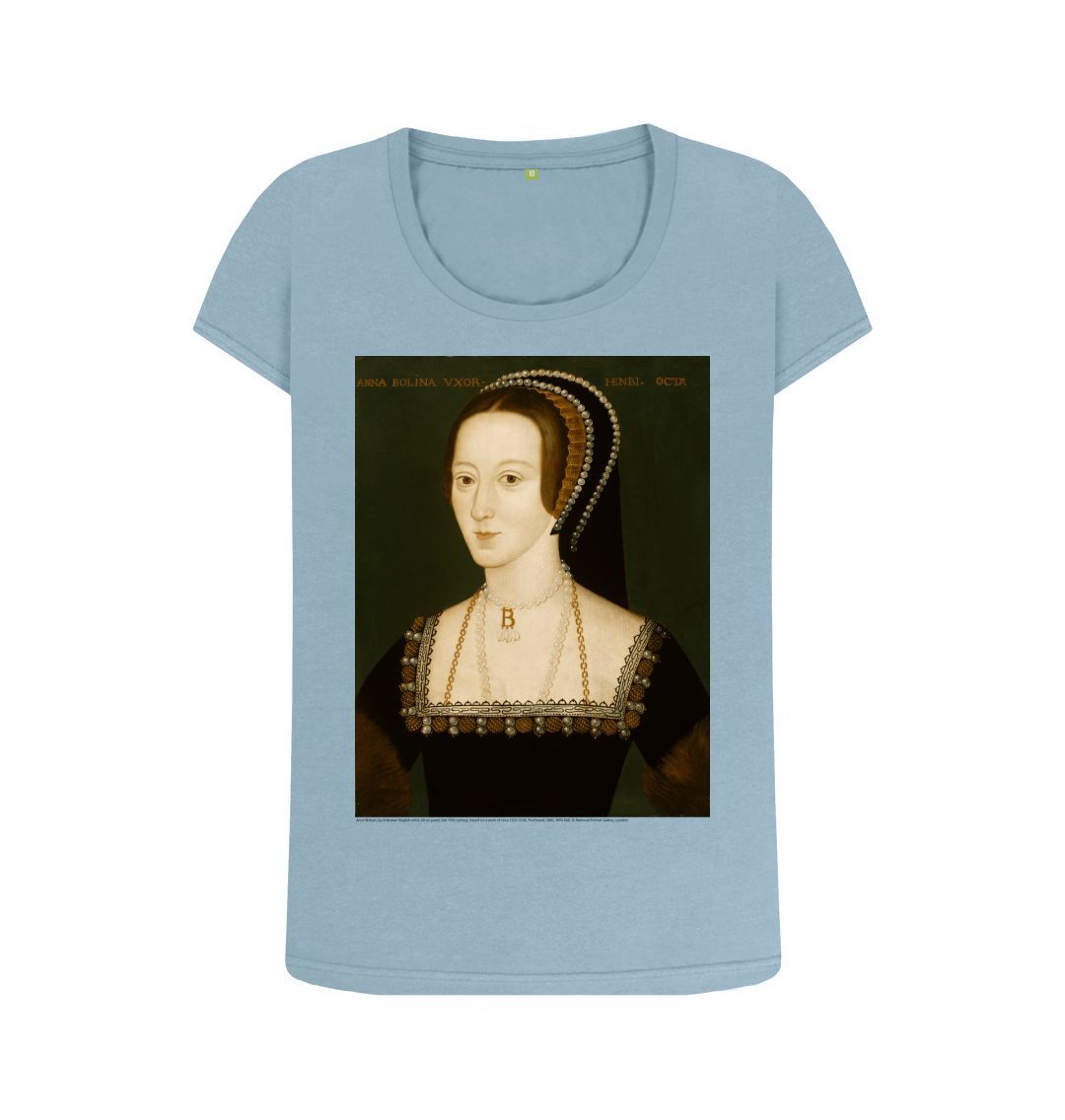 Stone blue anne boleyn women's scoop neck t shirt