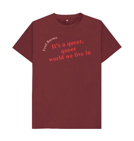 Red Wine Fred Barnes Quote Unisex T-Shirt with Red Font