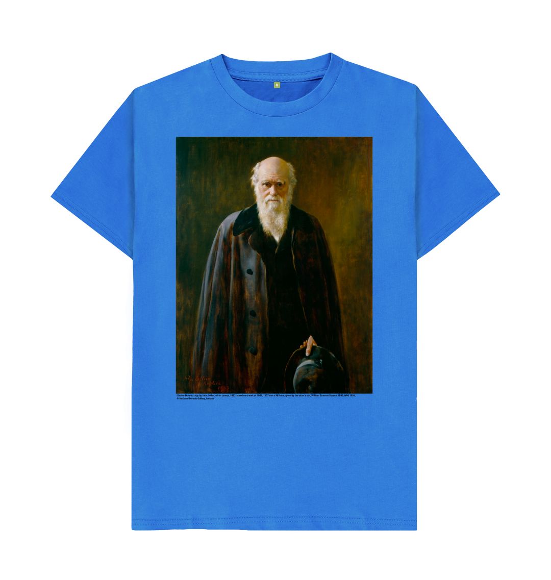 Bright blue charles darwin unisex t shirt