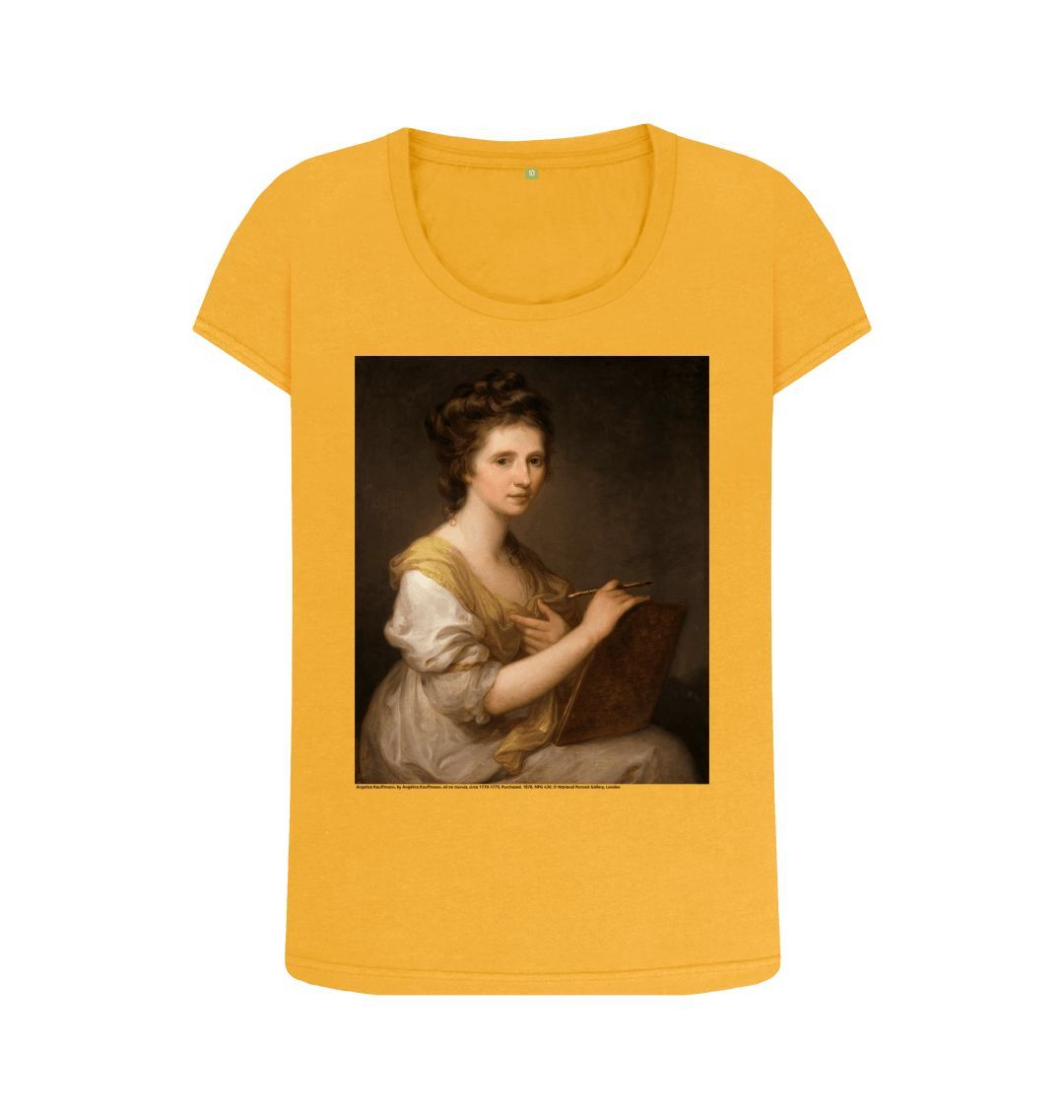 Mustard angelica kauffmann women's scoop neck t shirt