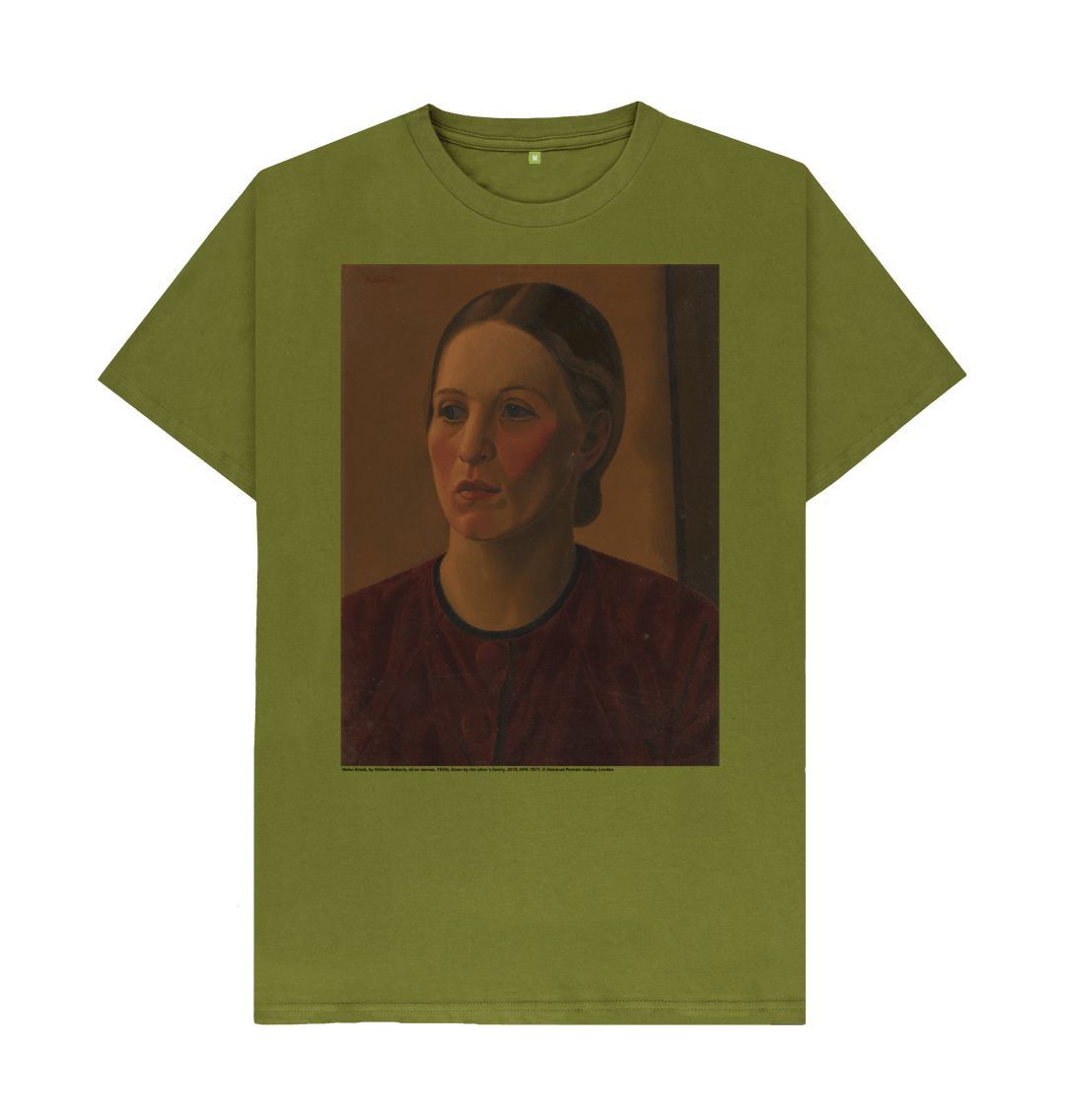 Moss green helen brook unisex crew neck t shirt