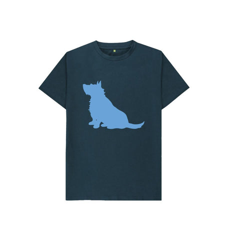 Denim Blue Hubert Leslie Blue Dog Silhouette Kids T-shirt