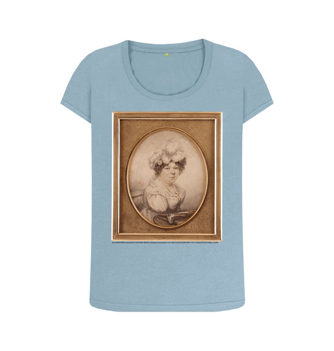 Stone blue sarah biffin women's scoop neck t shirt