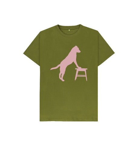 Moss Green Hubert Leslie Dog and Stool Silhouette Kids T-shirt
