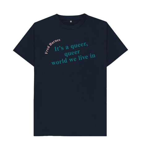 Navy Blue Fred Barnes Quote Unisex T-Shirt with Teal Font
