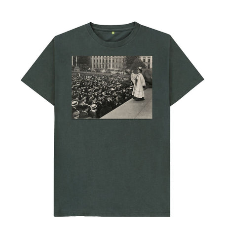 Dark Grey Emmeline Pankhurst addressing a crowd in Trafalgar Square Unisex t-shirt