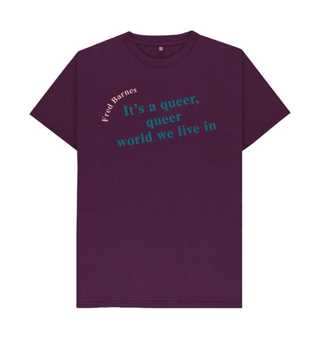 Purple Fred Barnes Quote Unisex T-Shirt with Teal Font