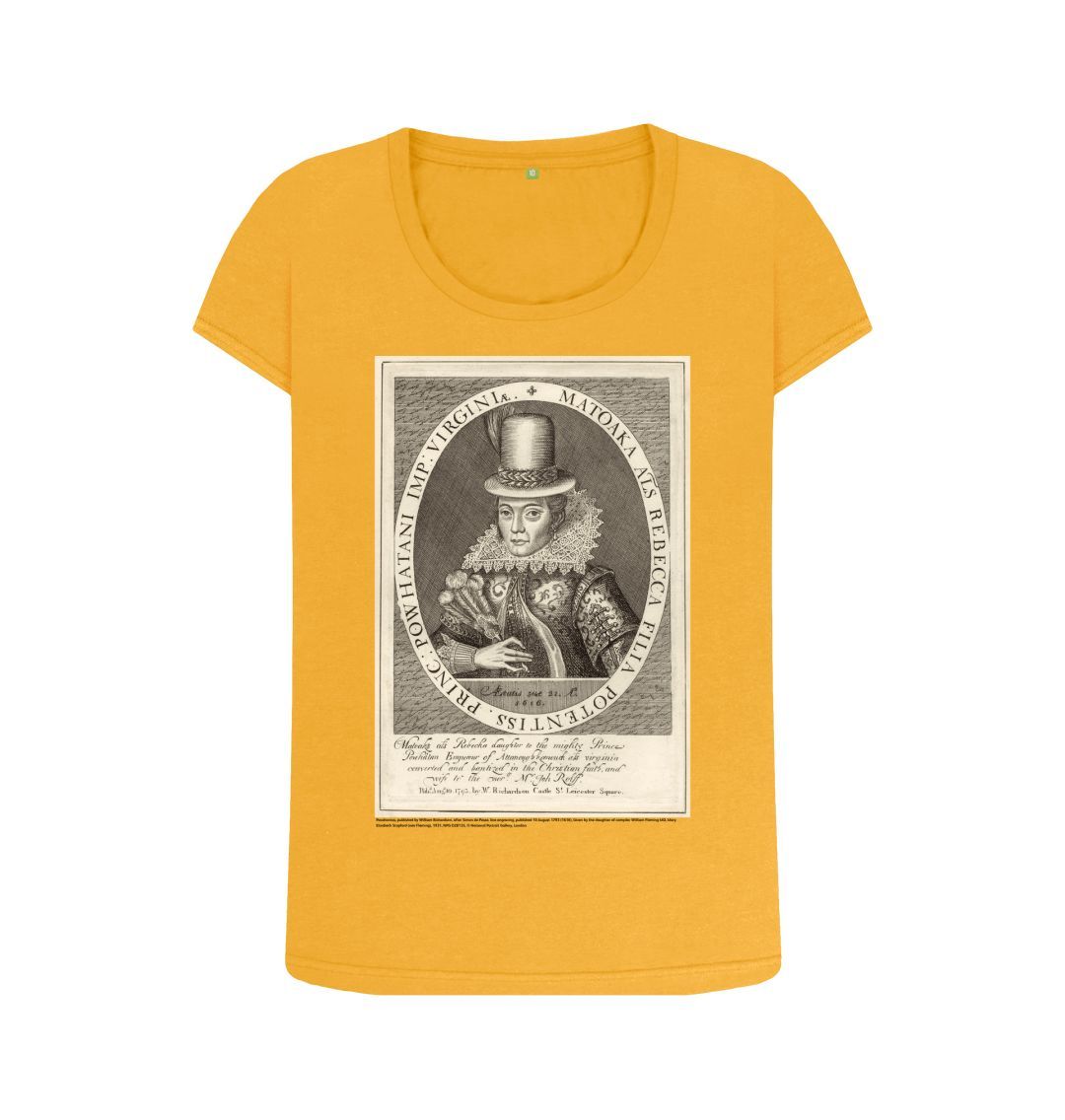Mustard pocahontas women's scoop neck t shirt