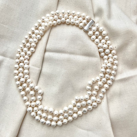 Three strand pearl necklace for the Platinum Jubilee collection at the National Portrait Gallery