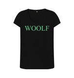 Black WOOLF Women's scoop neck t-shirt