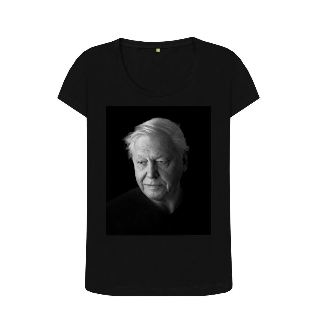 Black sir david attenborough women's scoop neck t shirt