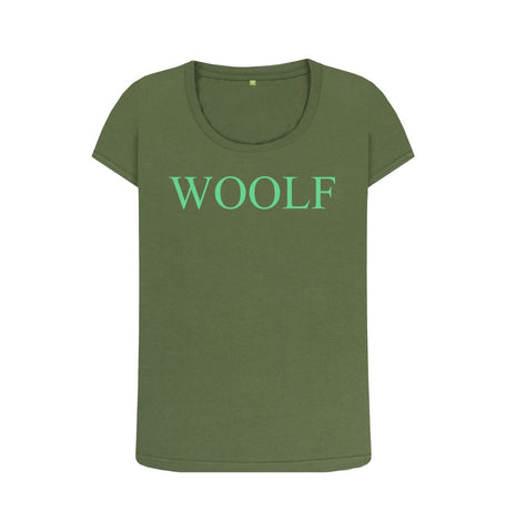 Khaki WOOLF Women's scoop neck t-shirt