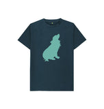 Denim Blue Hubert Leslie Green Dog Silhouette Kids T-shirt