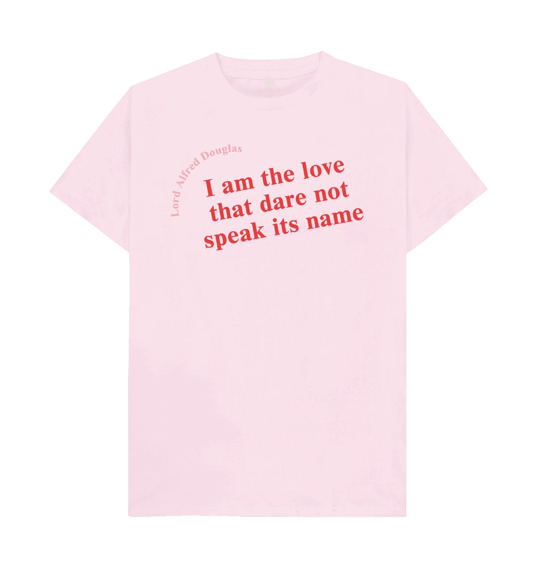 Pink lord alfred douglas unisex quote t shirt with red font