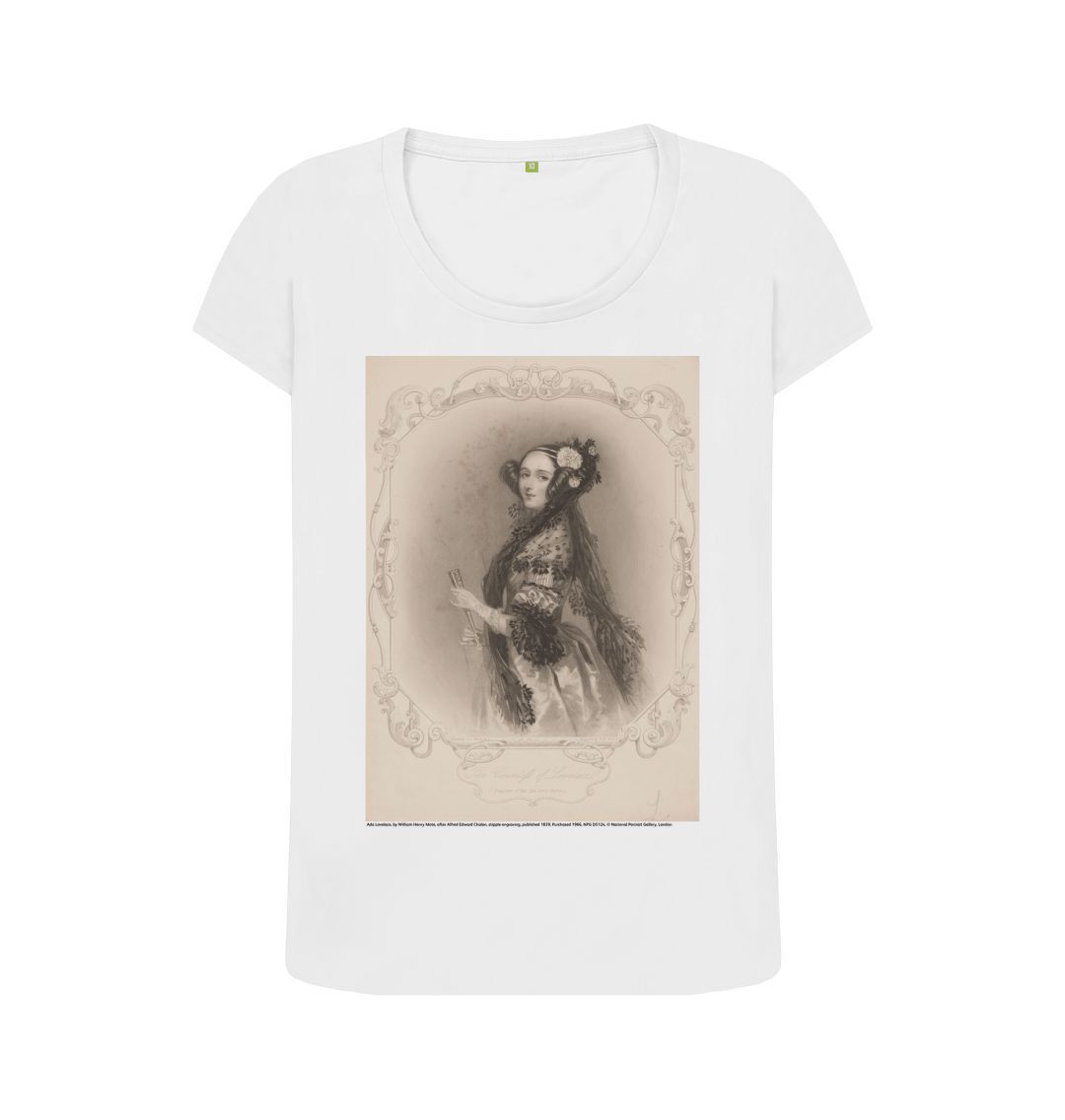 White ada lovelace women's scoop neck t shirt