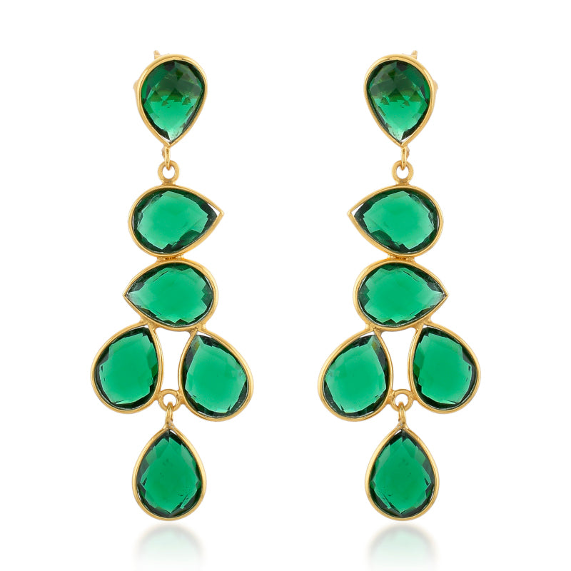 Sheena chandelier earrings in emerald green
