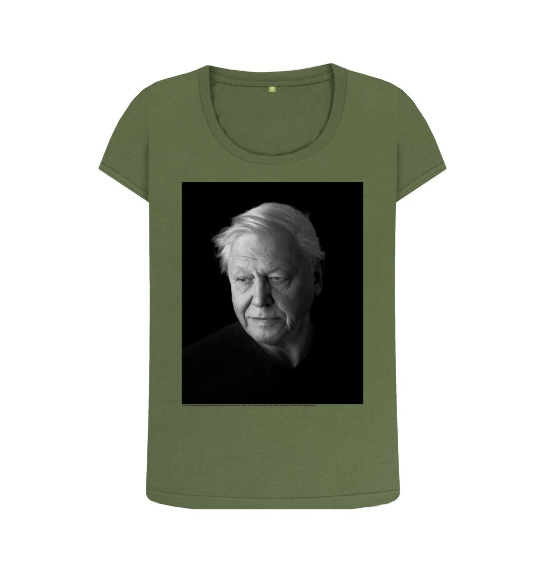 Khaki sir david attenborough women's scoop neck t shirt