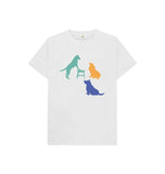 White Hubert Leslie Three Dogs Silhouette Kids T-shirt